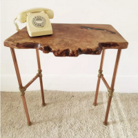Handmade in Brighton hall table with gnarly waney edge and copper pipe legs