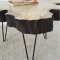 Handmade in Brighton fluted log cross section coffee table with retro metal legs detail