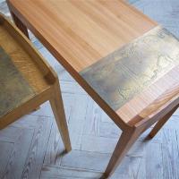 surface detail of metal inlaid side tables by petrel furniture