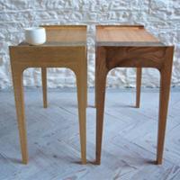 pair of metal inlaid side tables by petrel furniture