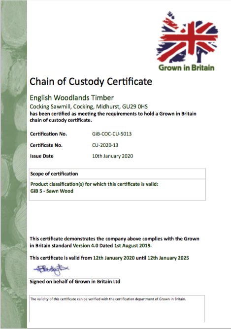 English Woodland Timber 2020-2025 GiB-Chain-of-Custody-certificate-GiB-FPLO-CU-5013 sustainable timber
