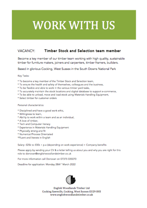 timber selector job engliah woodlands timber