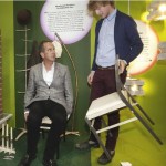 Seb Cox discussing chairs with Kevin McCloud